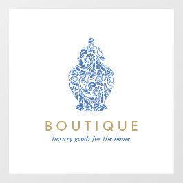 ブルージンジャージャー陶芸ロゴブティックデザイナー ウィンドウサイン