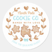 ブルージンジャーブレッドクリスマスクッキー交換 ラウンドシール (正面)