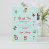 ブルージンジャーブレッドハウスクリスマス誕生日 サンキューカード (スタンド正面)