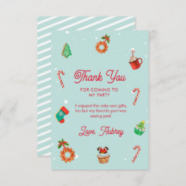 ブルージンジャーブレッドハウスクリスマス誕生日 サンキューカード