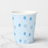 ブルージンジャーブレッドマンスノーフレークスクリスマスパターン 紙コップ (裏面)