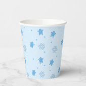 ブルージンジャーブレッドマンスノーフレークスクリスマスパターン 紙コップ (左)