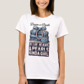 ブルージーンズとパールのような女の子Tシャツ Tシャツ (正面)