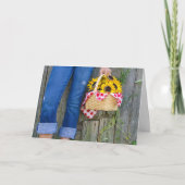 ブルージーンズとヒマワリの誕生日 カード (正面)