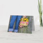 ブルージーンズとヒマワリーの誕生日 カード (正面)