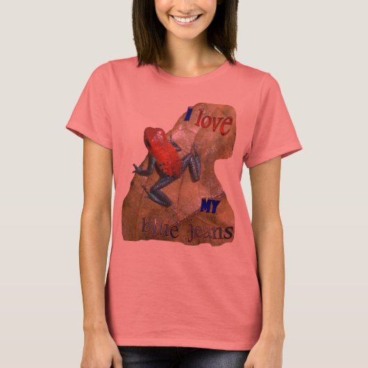 ブルージーンズのカエルの女性のオーガニックアプリ。T-シャツ Tシャツ (正面)