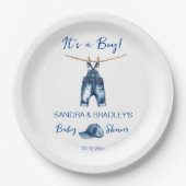 ブルージーンズのベビーシャワーテンプレート ペーパープレート (正面)