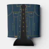 ブルージーンズジャケットおもしろいクーラーボックス文字-応援 缶クーラー (裏面)