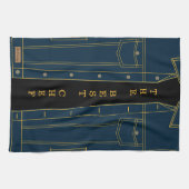 ブルージーンズジャケットシェフ名前をカスタムするキッチンタオル キッチンタオル (横)