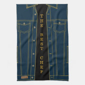 ブルージーンズジャケットシェフ名前をカスタムするキッチンタオル キッチンタオル (縦)