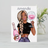 ブルージーンズデニムシャンパンバースデーパーティー 箔招待状 (立ち正面)