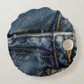 ブルージーンズデニムジッパーフェイク ラウンドクッション (裏面)