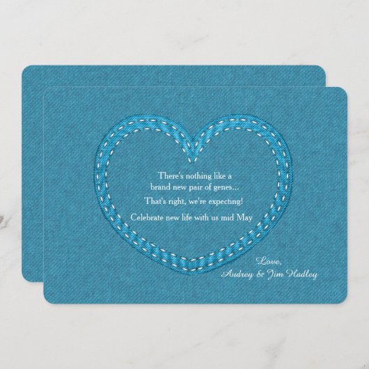 ブルージーンズハート妊娠の発表 招待状 (正面/裏面)