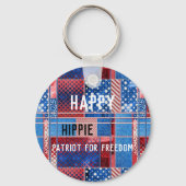 ブルージーンズパッチワークパーソナライズされたパトリオットキーチェーン キーホルダー (正面)