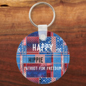 ブルージーンズパッチワークパーソナライズされたパトリオットキーチェーン キーホルダー (正面)