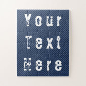 ブルージーンズファブリックパズルカスタム付き文字 ジグソーパズル (縦)