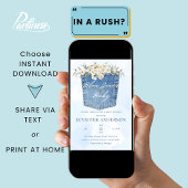 ブルージーンズベビーシャワーデニムカントリーフローラ 招待状