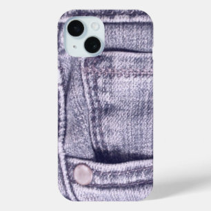 ブルージーンズポケット、ファブリック、シーム、スタッド iPhone 15ケース
