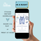 ブルージーンズ男の赤ちゃんシャワーデニム 招待状