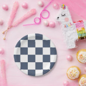 ブルージーンズ青/白市松模様に ペーパープレート (パーティー)