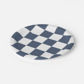 ブルージーンズ青/白市松模様に ペーパープレート (アングル)