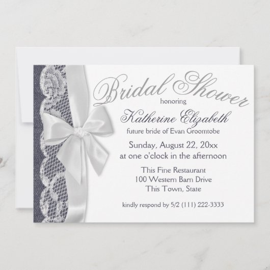 ブルージーンズ&ボウブライダルシャワー 招待状 (正面)