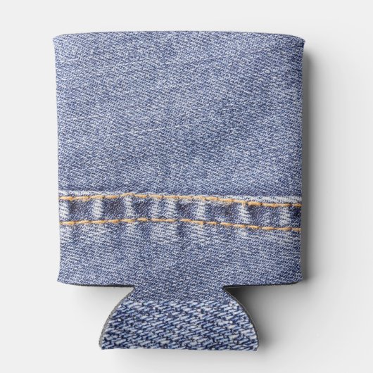 ブルージーンズ：細かい縫い目の質感。 缶クーラー (裏面)