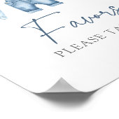 ブルージーンデニムベビーシャワーがサインを好む ポスター (角)