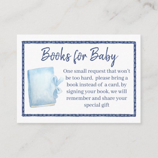 ブルージーン女の子の赤ちゃんシャワーブックリクエスト エンクロージャーカード (正面)