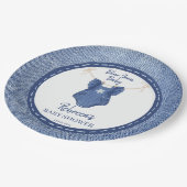 ブルージーン赤ちゃん女の子の赤ちゃんシャワーパーソナライズされた ペーパープレート (アングル)