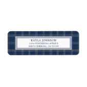 ブルージーン ベビーシャワー おしゃれなチェック柄 返信先住所ラベル ラベル (正面)