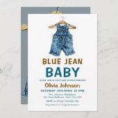 ブルージーン ボーイ ウェスタン ベイビー シャワー 招待状 (正面/裏面)