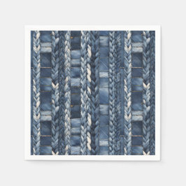 ブルージ動揺してェン・デニムの編組 スタンダードカクテルナプキン