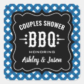 ブルージ素朴ンガムBBQのカップル結婚のシャワー スクエアシール (正面)