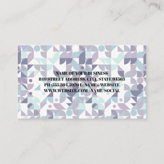 ブルースが幾何学模様を絞り込む 名刺 (裏面)