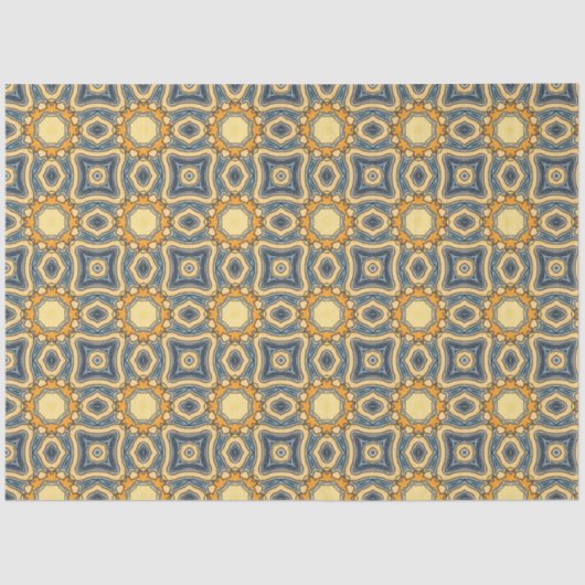 ブルースとイエローのデコページ紙のモロッコのタイル 薄葉紙 (正面)