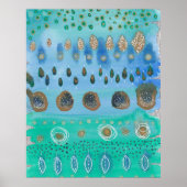 ブルースとグリーン、ミックスメディアオリジナルアート ポスター (正面)