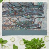 ブルースとグレーが織り成す美しい冬の雪景色 キッチンタオル (折り畳み)