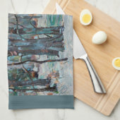 ブルースとグレーが織り成す美しい冬の雪景色 キッチンタオル (四つ折り)