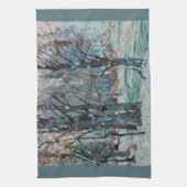 ブルースとグレーが織り成す美しい冬の雪景色 キッチンタオル (縦)