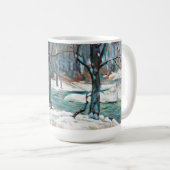 ブルースとグレーが織り成す美しい冬の雪景色 コーヒーマグカップ (正面右)