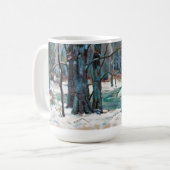 ブルースとグレーが織り成す美しい冬の雪景色 コーヒーマグカップ (正面左)