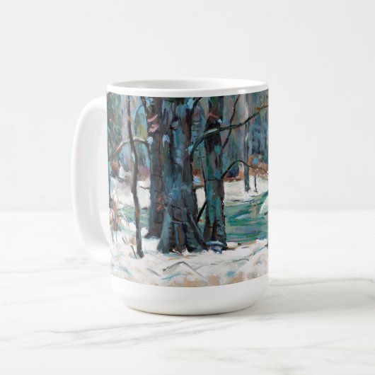 ブルースとグレーが織り成す美しい冬の雪景色 コーヒーマグカップ (正面左)