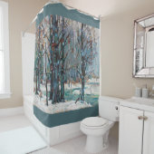 ブルースとグレーが織り成す美しい冬の雪景色 シャワーカーテン (インサイチュ)