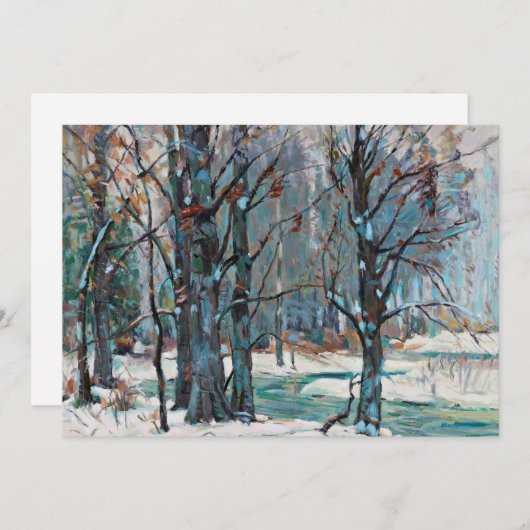 ブルースとグレーが織り成す美しい冬の雪景色 シーズンカード (正面/裏面)