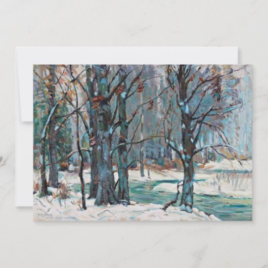 ブルースとグレーが織り成す美しい冬の雪景色 シーズンカード (正面)