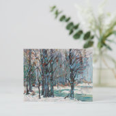 ブルースとグレーが織り成す美しい冬の雪景色 シーズンポストカード (スタンド正面)