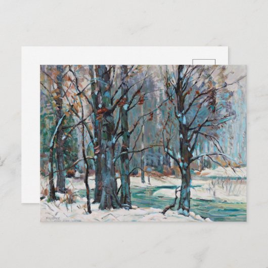 ブルースとグレーが織り成す美しい冬の雪景色 シーズンポストカード (正面/裏面)