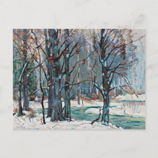 ブルースとグレーが織り成す美しい冬の雪景色 シーズンポストカード (正面)