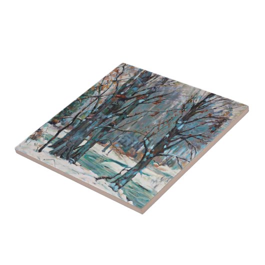 ブルースとグレーが織り成す美しい冬の雪景色 タイル (側面)